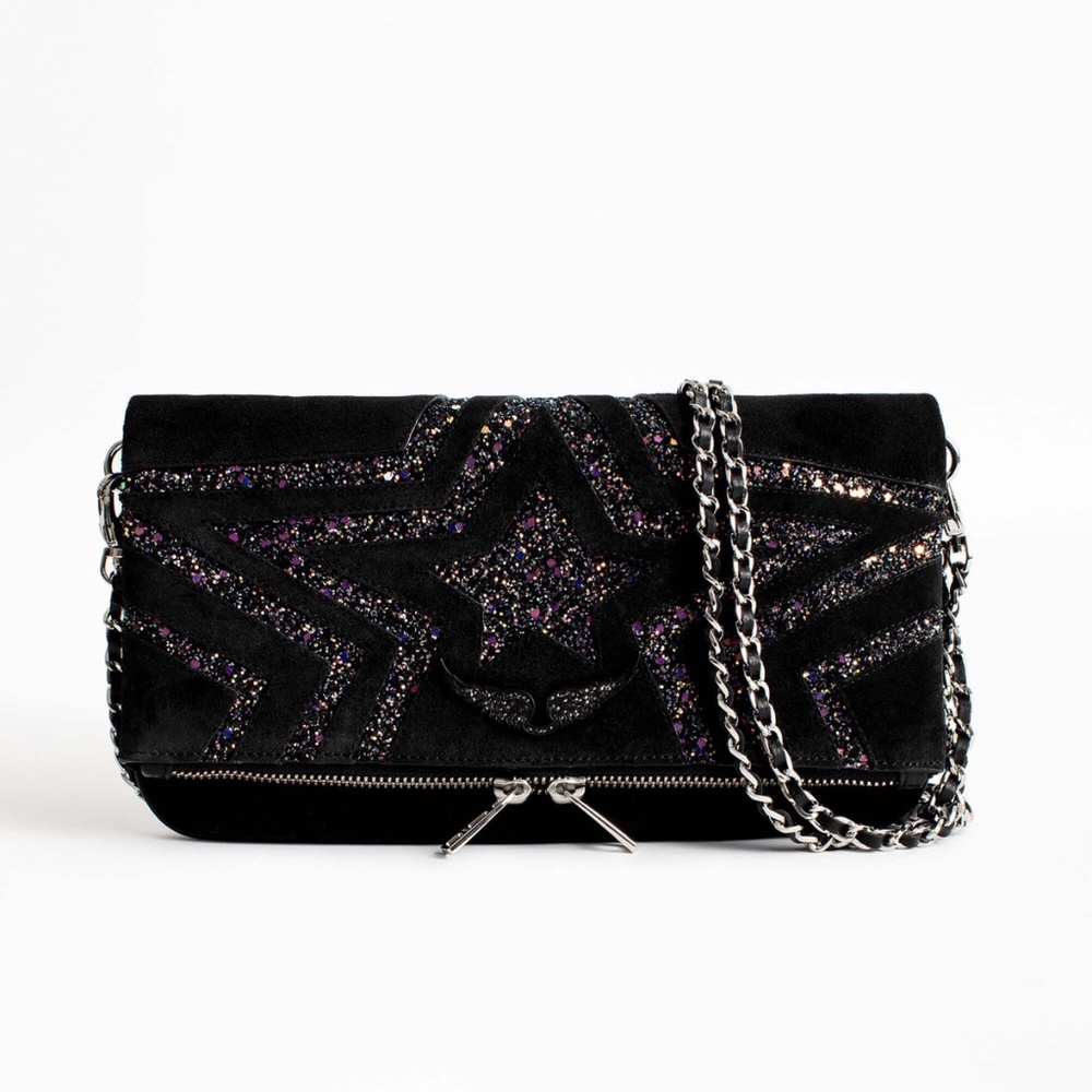 Rock Suede Glitter Star Clutch & Crossbody